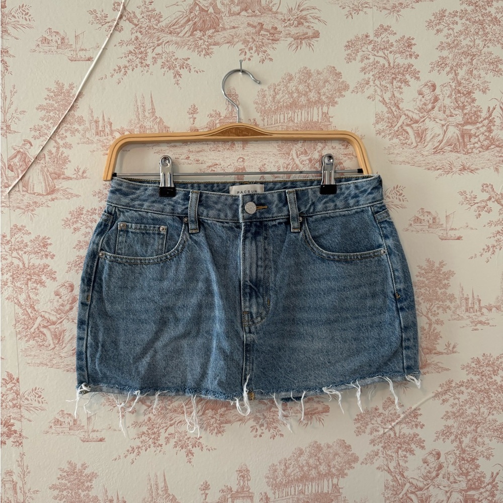PacSun Light Blue Frayed Denim Cutoff Shorts